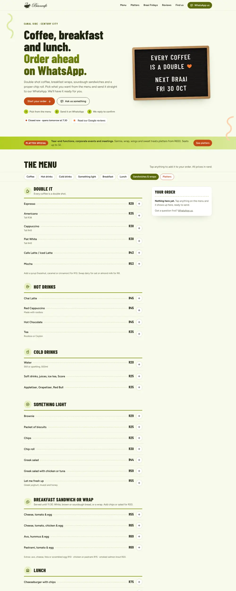 Biancafe homepage