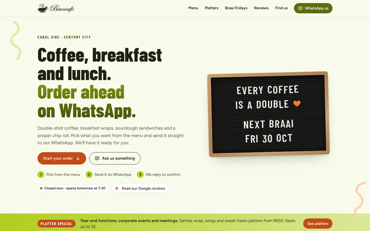Biancafe homepage